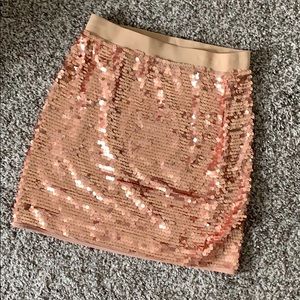 BCBG Rose Gold Sequined Mini Skirt